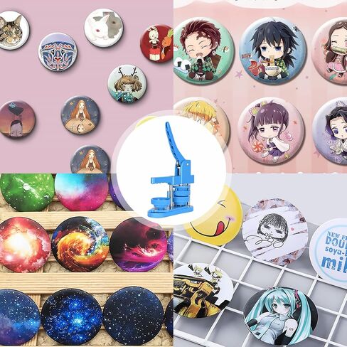 آلة صنع الأزرار 58 مم - 100 لوازم صنع الأزرار - آلة صنع الدبابيس آلة الضغط على الأزرار لشارات الأزرار التي تصنعها بنفسك - مثالية للحرف اليدوية والحفلات والأحداث in Kuwait