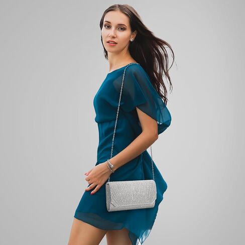 حقيبة يد Pinprin للسيدات للسهرة على شكل ظرف لامع، حقيبة كتف صغيرة أنيقة لحفلات الزفاف وحفلات الزفاف in Kuwait