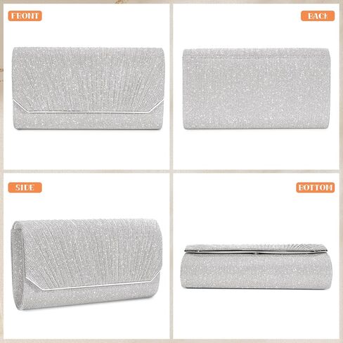 حقيبة يد Pinprin للسيدات للسهرة على شكل ظرف لامع، حقيبة كتف صغيرة أنيقة لحفلات الزفاف وحفلات الزفاف in Kuwait