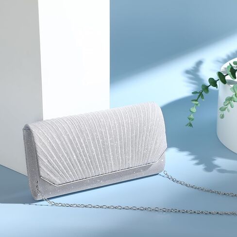 حقيبة يد Pinprin للسيدات للسهرة على شكل ظرف لامع، حقيبة كتف صغيرة أنيقة لحفلات الزفاف وحفلات الزفاف in Kuwait