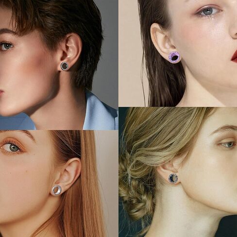 Stuppendux Set of 8pcs Stainless Steel Ear Plugs Tunnels Large Double Flare 2Styles Camouflage Zrcon Gauges Stretching Screw Fit Tunnels Gauge 2g - 5/8inch in Saudi Arabia