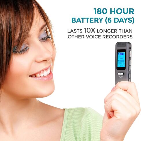 مسجل صوت رقمي dB9PRO سعة 32 جيجابايت قابل للتوسيع بمقدار 32 جيجابايت، جهاز تسجيل صوتي محمول قابل لإعادة الشحن عبر USB، مشغل MP3، جهاز تسجيل صوتي صغير، ميكروفون مدمج، مكبر صوت للمحاضرات (32 جيجابايت) in Saudi Arabia