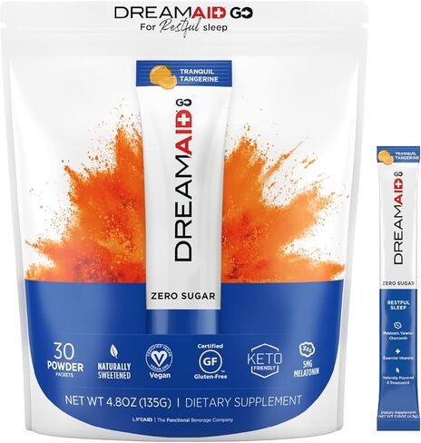 Sleep Aid Drink Mix, DreamAid, Melatonin, Chamomile - Helps Adults Fall Asleep Faster, Sleep Longer and Wake up Feeling Rejuvenated, Zero Sugar & Keto Friendly, 14 Servings (Pack of 1) in Saudi Arabia