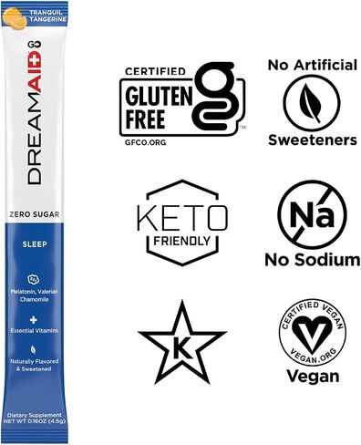 Sleep Aid Drink Mix, DreamAid, Melatonin, Chamomile - Helps Adults Fall Asleep Faster, Sleep Longer and Wake up Feeling Rejuvenated, Zero Sugar & Keto Friendly, 14 Servings (Pack of 1) in Saudi Arabia