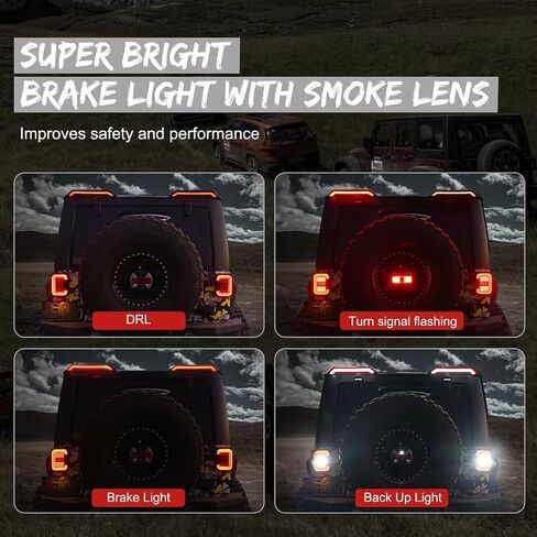 High Mount Brake Light with Turn Signals & Brake Lights, Extra Tail Light For Jeep Wrangler JK JKU 2007-2018 Upgrade Roof Tail Lights in Saudi Arabia