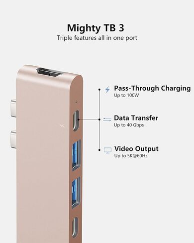 USB C Hub for MacBook Pro Air 13 15 inch M1 2022/2021-2018, MacBook Adapter with 4K HDMI, 100W PD, 40Gbps TB3 5K@60Hz, USB-C, 2 USB 3.0 and SD/Micro Card Readers in Saudi Arabia