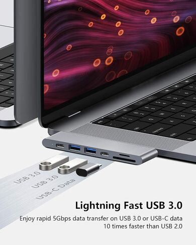 USB C Hub for MacBook Pro Air 13 15 inch M1 2022/2021-2018, MacBook Adapter with 4K HDMI, 100W PD, 40Gbps TB3 5K@60Hz, USB-C, 2 USB 3.0 and SD/Micro Card Readers in Saudi Arabia