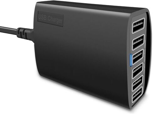 شاحن USB، XDCDHM 60 وات 12A 6 منافذ شاحن جداري عالي السرعة للسفر متعدد المنافذ USB شاحن محور محطة شحن لأجهزة Apple iPhone/iPad Air/Samsung/الأجهزة اللوحية والمزيد (HUB- أسود) in Saudi Arabia