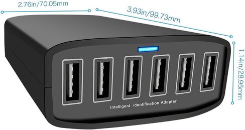 شاحن USB، XDCDHM 60 وات 12A 6 منافذ شاحن جداري عالي السرعة للسفر متعدد المنافذ USB شاحن محور محطة شحن لأجهزة Apple iPhone/iPad Air/Samsung/الأجهزة اللوحية والمزيد (HUB- أسود) in Saudi Arabia