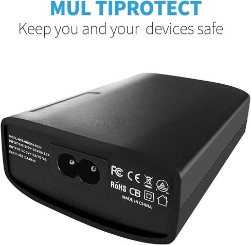شاحن USB، XDCDHM 60 وات 12A 6 منافذ شاحن جداري عالي السرعة للسفر متعدد المنافذ USB شاحن محور محطة شحن لأجهزة Apple iPhone/iPad Air/Samsung/الأجهزة اللوحية والمزيد (HUB- أسود) in Saudi Arabia