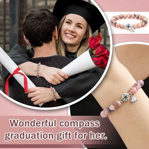 JSJOY Graduation Gifts for Her 26 A-Z Initial Bracelet Compass Bracelets Class of 2024 Gifts 5th 8th Grade High School College Master Degree Grad Gifts for Teen Girls Daughter Granddaughter in Saudi Arabia