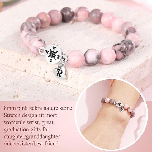 JSJOY Graduation Gifts for Her 26 A-Z Initial Bracelet Compass Bracelets Class of 2024 Gifts 5th 8th Grade High School College Master Degree Grad Gifts for Teen Girls Daughter Granddaughter in Saudi Arabia