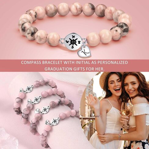 JSJOY Graduation Gifts for Her 26 A-Z Initial Bracelet Compass Bracelets Class of 2024 Gifts 5th 8th Grade High School College Master Degree Grad Gifts for Teen Girls Daughter Granddaughter in Saudi Arabia