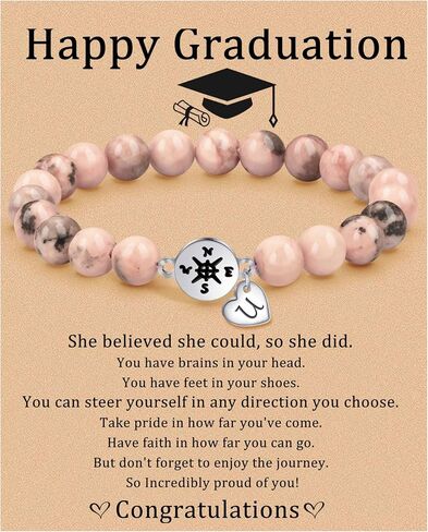 JSJOY Graduation Gifts for Her 26 A-Z Initial Bracelet Compass Bracelets Class of 2024 Gifts 5th 8th Grade High School College Master Degree Grad Gifts for Teen Girls Daughter Granddaughter in Saudi Arabia