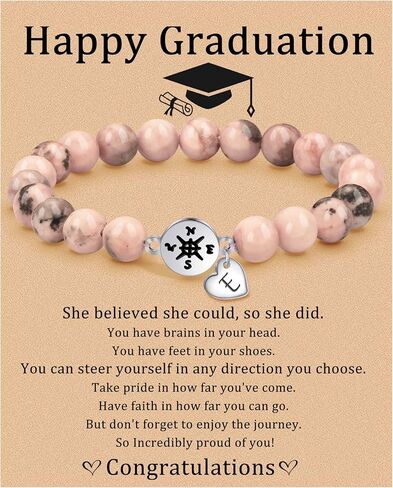 JSJOY Graduation Gifts for Her 26 A-Z Initial Bracelet Compass Bracelets Class of 2024 Gifts 5th 8th Grade High School College Master Degree Grad Gifts for Teen Girls Daughter Granddaughter in Saudi Arabia