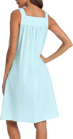 YOZLY Cotton Nightgowns for Women Sleeveless Tank Night Gown Sleepwear with Pockets in Saudi Arabia