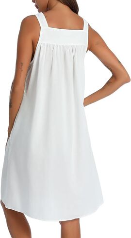 YOZLY Cotton Nightgowns for Women Sleeveless Tank Night Gown Sleepwear with Pockets in Saudi Arabia