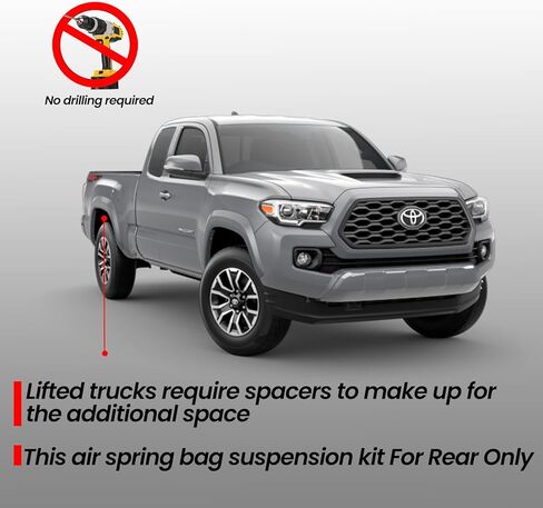 مجموعة تعليق أكياس الهواء الزنبركية من VIGOR متوافقة مع سيارة Toyota Tacoma 4WD وTacoma Prerunner 2WD موديل 2005-2023، ومجموعة نوابض مساعد الهواء الخلفي، بسعة تصل إلى 5000 رطل من سعة تسوية الحمل in Kuwait