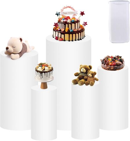 مجموعة Lxmxgk مكونة من 5 أغطية حامل لقاعدة أسطوانة سباندكس، أغطية قاعدة أسطوانية قابلة للتمدد، أغطية حامل صندوق عرض قاعدة أسطوانية مستديرة، غطاء عمود حامل القاعدة لحفلات أعياد الميلاد والزفاف in Kuwait