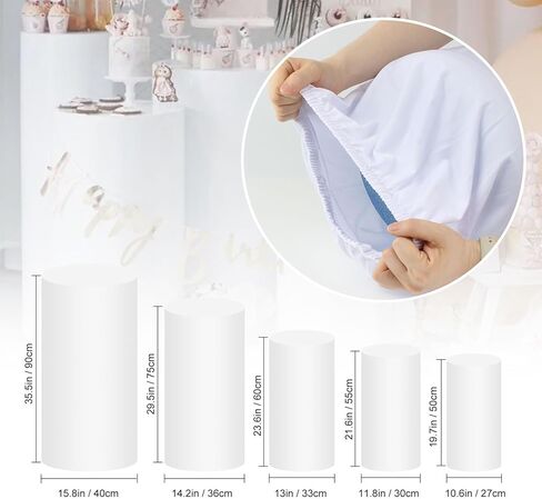 مجموعة Lxmxgk مكونة من 5 أغطية حامل لقاعدة أسطوانة سباندكس، أغطية قاعدة أسطوانية قابلة للتمدد، أغطية حامل صندوق عرض قاعدة أسطوانية مستديرة، غطاء عمود حامل القاعدة لحفلات أعياد الميلاد والزفاف in Kuwait