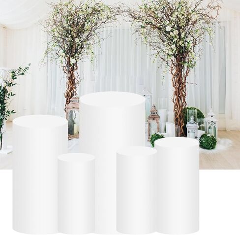 مجموعة Lxmxgk مكونة من 5 أغطية حامل لقاعدة أسطوانة سباندكس، أغطية قاعدة أسطوانية قابلة للتمدد، أغطية حامل صندوق عرض قاعدة أسطوانية مستديرة، غطاء عمود حامل القاعدة لحفلات أعياد الميلاد والزفاف in Kuwait