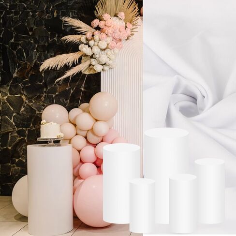 مجموعة Lxmxgk مكونة من 5 أغطية حامل لقاعدة أسطوانة سباندكس، أغطية قاعدة أسطوانية قابلة للتمدد، أغطية حامل صندوق عرض قاعدة أسطوانية مستديرة، غطاء عمود حامل القاعدة لحفلات أعياد الميلاد والزفاف in Kuwait