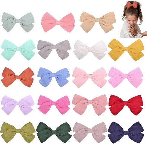 مشابك شعر للفتيات الصغيرات من بيتوني، 20 قطعة من مشابك الشعر المصنوعة يدويًا من الكتان، مشابك شعر على شكل تمساح، إكسسوارات للشعر للأطفال الصغار والرضع والفتيات في أزواج (لون عشوائي، 10 أزواج) in Kuwait