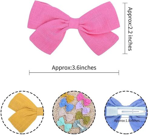 مشابك شعر للفتيات الصغيرات من بيتوني، 20 قطعة من مشابك الشعر المصنوعة يدويًا من الكتان، مشابك شعر على شكل تمساح، إكسسوارات للشعر للأطفال الصغار والرضع والفتيات في أزواج (لون عشوائي، 10 أزواج) in Kuwait