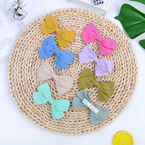 مشابك شعر للفتيات الصغيرات من بيتوني، 20 قطعة من مشابك الشعر المصنوعة يدويًا من الكتان، مشابك شعر على شكل تمساح، إكسسوارات للشعر للأطفال الصغار والرضع والفتيات في أزواج (لون عشوائي، 10 أزواج) in Kuwait