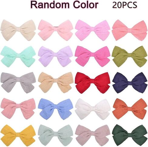 مشابك شعر للفتيات الصغيرات من بيتوني، 20 قطعة من مشابك الشعر المصنوعة يدويًا من الكتان، مشابك شعر على شكل تمساح، إكسسوارات للشعر للأطفال الصغار والرضع والفتيات في أزواج (لون عشوائي، 10 أزواج) in Kuwait