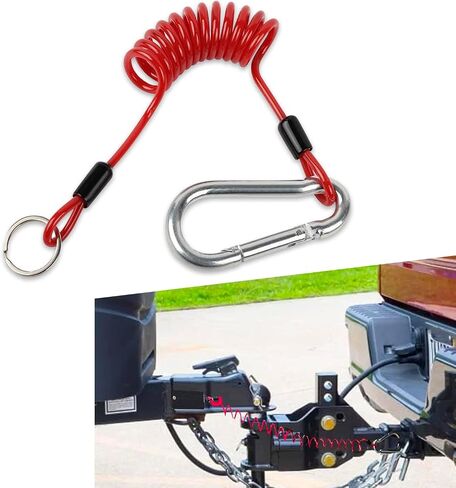 1 PC Car Emergency Breakaway Cable, Heavy Duty Waterproof Durable 250MPa Trailer Safety Cable Accessories, Universal Portable Automotive Towing Spring Coil Cable for Truck SUV Car (Red) in Saudi Arabia