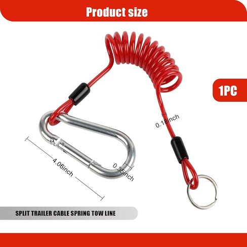 1 PC Car Emergency Breakaway Cable, Heavy Duty Waterproof Durable 250MPa Trailer Safety Cable Accessories, Universal Portable Automotive Towing Spring Coil Cable for Truck SUV Car (Red) in Saudi Arabia