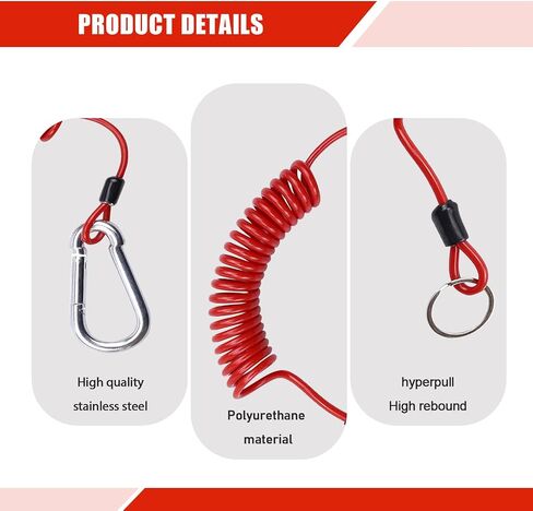 1 PC Car Emergency Breakaway Cable, Heavy Duty Waterproof Durable 250MPa Trailer Safety Cable Accessories, Universal Portable Automotive Towing Spring Coil Cable for Truck SUV Car (Red) in Saudi Arabia