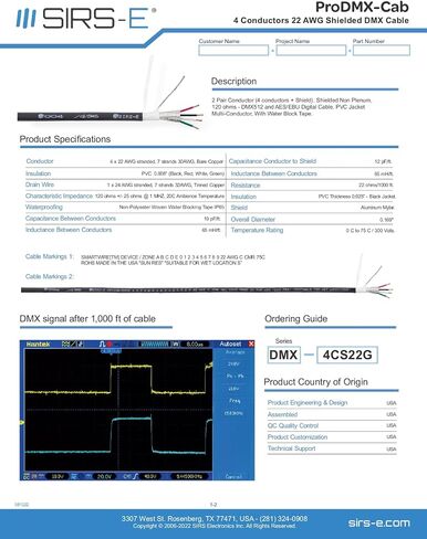 SIRS-E ProDMX-CAB 4 موصلات + استنزاف (زوجان) 22 AWG بكرة كابل DMX مقاومة للماء (500 قدم) للتحكم في الإضاءة in Saudi Arabia