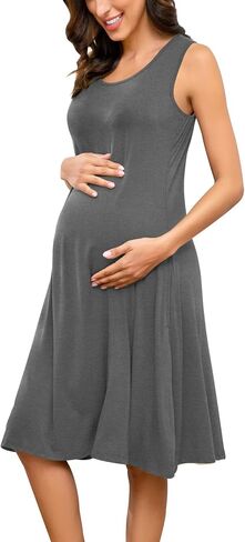 PARNIXS Women's Fashion Maternity Dress Sleeveless Dresses with Pockets，Summer Thin Section Maternity Clothes in Saudi Arabia