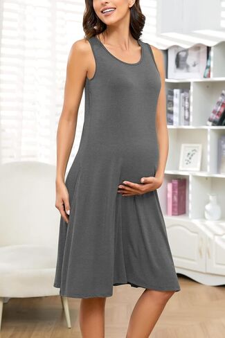 PARNIXS Women's Fashion Maternity Dress Sleeveless Dresses with Pockets，Summer Thin Section Maternity Clothes in Saudi Arabia