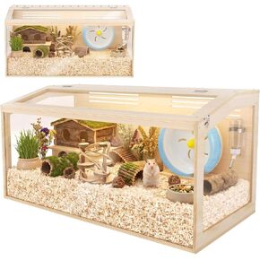 Wooden Hamster Cage, 32inch Large Hamster Enclosure with Openable Top & Stabilized Acrylic for Small Animals, Guinea Pig, Rabbit, Rat, 32" L x 16''W x 16''H Hamster Habitat with Multi-Vent in Saudi Arabia