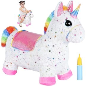 INPANY Unicorn Bouncy Horse Toys, Inflatable Unicorn with Rainbow Plush in Kuwait