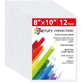 Canvases for Painting 12 Pack,8 x 10 Inch Painting Canvas, Blank Canvas Boards for Painting- Gesso Primed Acid-Free 100% Cotton Canvas Panels for Acrylics Oil Watercolor Tempera Paints in Saudi Arabia