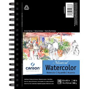 Canson Artist Series Watercolor Paper, Wirebound Pad, 5.5x8.5 inches, 20 Sheets (140lb/300g) - Artist Paper for Adults and Students - Watercolors, Mixed Media, Markers and Art Journaling in Saudi Arabia