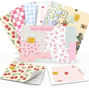 Credit Card Skin Stickers, 8-Piece Waterproof PVC Debit Card Skin Sticker, Cute Assorted Designs, for Bank, EBT, Key, Transportation, and ID Cards (Floral Pink) in Saudi Arabia