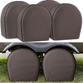 Leader Accessories 4-Pack Tire Covers - Heavy Duty Wheel Protectors for Truck, SUV, Jeep, Camper, Trailer, RV - Waterproof 600D Oxford - Universal Fits 26.75"-29" Diameter, Tan in Saudi Arabia