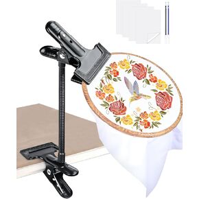 PLOZANO Adjustable Embroidery Hoop Stand Holder, Heavy Duty Portable 360°Cross Stitch Table Holder for DIY Embroidery Needlework Art Craft Sewing Handicrafts(10inch) in Kuwait