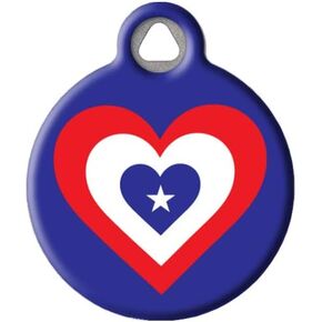 Dog Tag Art America Heart Personalized Pet ID Tag for Dogs and Cats, Silent Polymer Coated Stainless Steel Nametag with Customized Identification Information, Large 1.25" Diameter in Saudi Arabia