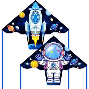 2 Pack Rocket Astronaut Kite Set for Kids Age 4-8, Easy to Fly Delta Kites in Saudi Arabia