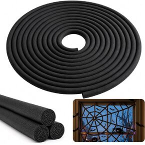 moonoom 50ft Black Halloween Foam Noodle, 5/8 Inch EPE Foam Tubes for Crafts, Versatile Foam Rope Roll for Halloween Holiday DIY Arts and Crafts Supplies Window Spider Web Decoration in Saudi Arabia
