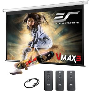 Elite Screens VMAX 3 مع طقم التحكم عن بعد RC1، 150 بوصة 16:9، شاشة عرض إسقاط عالية الدقة بمحرك منسدلة على الحائط، VMAX150XWH3 in Kuwait
