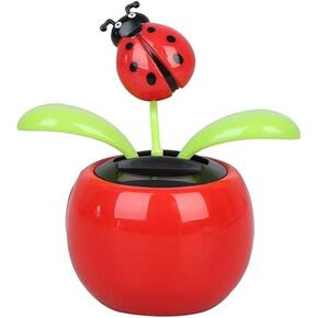 Solar Dancing Flower Automotive Ornament Swinging Animated Seven-Starred Ladybug Dancer Toy Car Dashboard Decor Suncatchers Solar Apple Blossom Bobblehead Windowsill Decoration for Car Home Decor in Kuwait