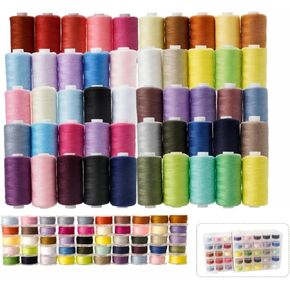 100Pcs Bobbins Sewing Threads Kit 50 Colors 500 Yards Sewing Polyester Thread Spools with 50Pcs Same Color Prewound Bobbins for Hand Sewing DIY Emergency Travel Sewing Machine Use (50 Colors) in Kuwait