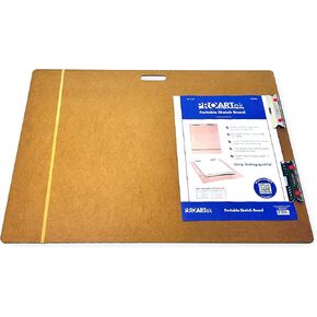 Proartek PK00023 Model SB2838 SB Series 28" x 38" Artist Sketch Board, Brown; 4mm Tempered Masonite; Cutout Handle; Steadfast Spring Clips; for Students and Professional Artists in Kuwait